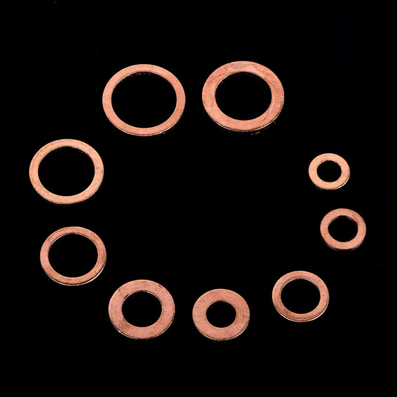 200Pcs Copper Washers M5-M14 Flat Ring Assortment Washer Sump Plug Assorted Box