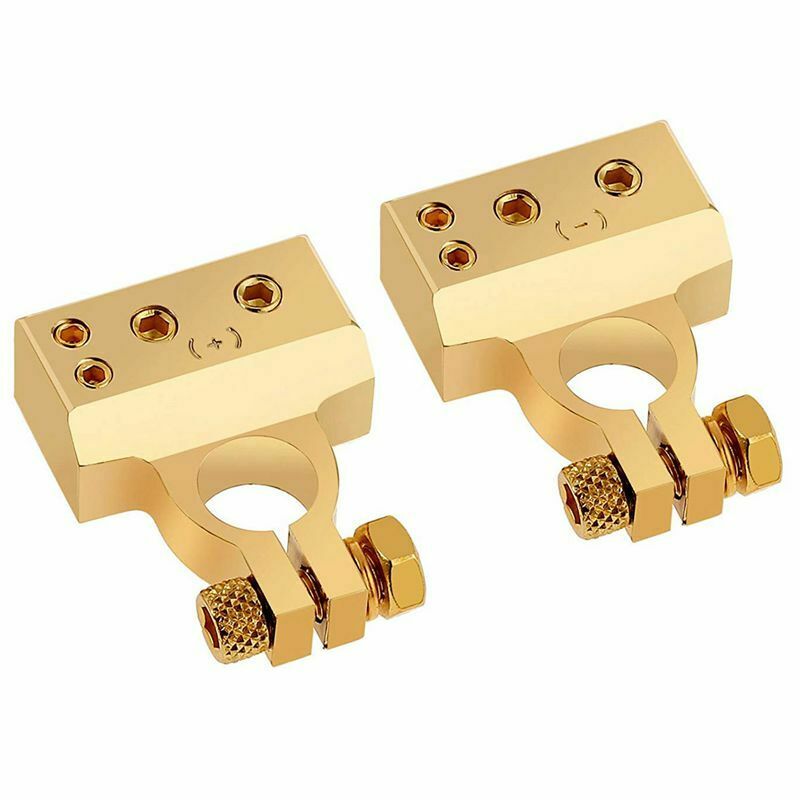 2PCS Car Battery Terminal Connectors Kit 4/8 Gauge AWG Positive & Negative