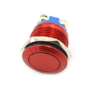 1PC 16mm waterproof red momentary metal push button switch flat top ME