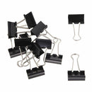 12 Pcs Office Files Documents Metal Black Binder Clips 25mm Width L9O5