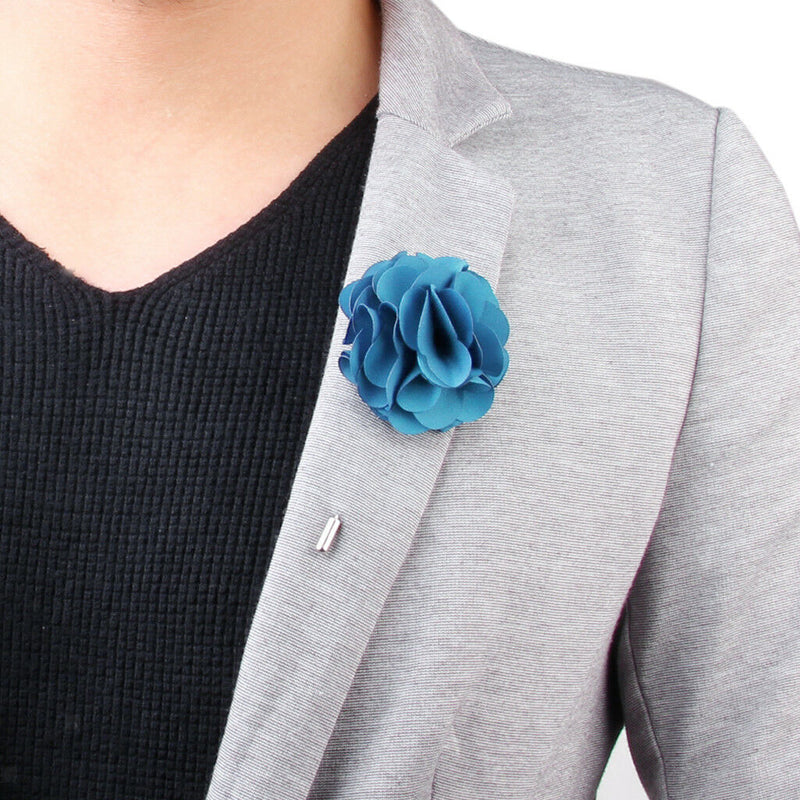 Boutonniere Stick Lapel Tie Pin Brooch &Sky Blue Flower Men Accessories Gift