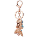 Poodle Dog Rhinestone Crystal Keyring Charm Pendant blue C5E5
