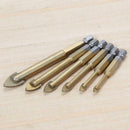 6pcs Tungsten Carbide TCT Glass Drill Bits Set Titanium Coated Power To