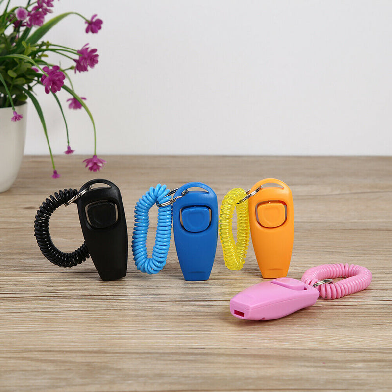 6pcs 2 in 1 Pet Supplies Dog Whistle Clicker Wrist Strap Puppy Trainer Aids A