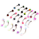 20pcs Colorful Stainless Steel Ball Barbell Curved Eyebrow Rings Bars Tragu
