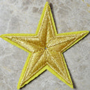 2x Golden STAR embroidered applique iron on patch badge motif DIY Sewing 5cmLJ