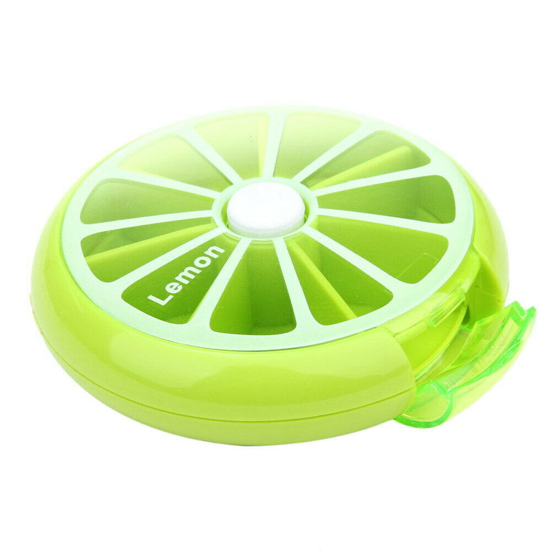 Outdoor Travel Pill Portable 7 Day Rotating Pill Case Lemon