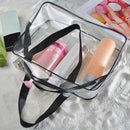 Hot 3pcs Clear Cosmetic Toiletry PVC Travel Wash Makeup Bag  Black A