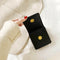 Women Solid Mini Wrist Bag Leather Purse Wristlet Clutch Handbag (Black)
