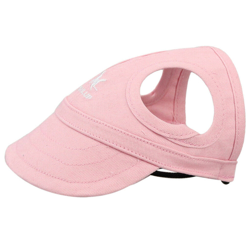 Baseball Hat Sun-shading Bucket Cap with Ear Holes For Dogs Pet Cats Pink L