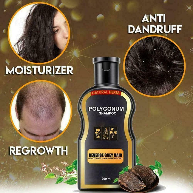 200ml Reverse Grey Hair Darkening Natural Polygonum Men Women Shampoo I6A9