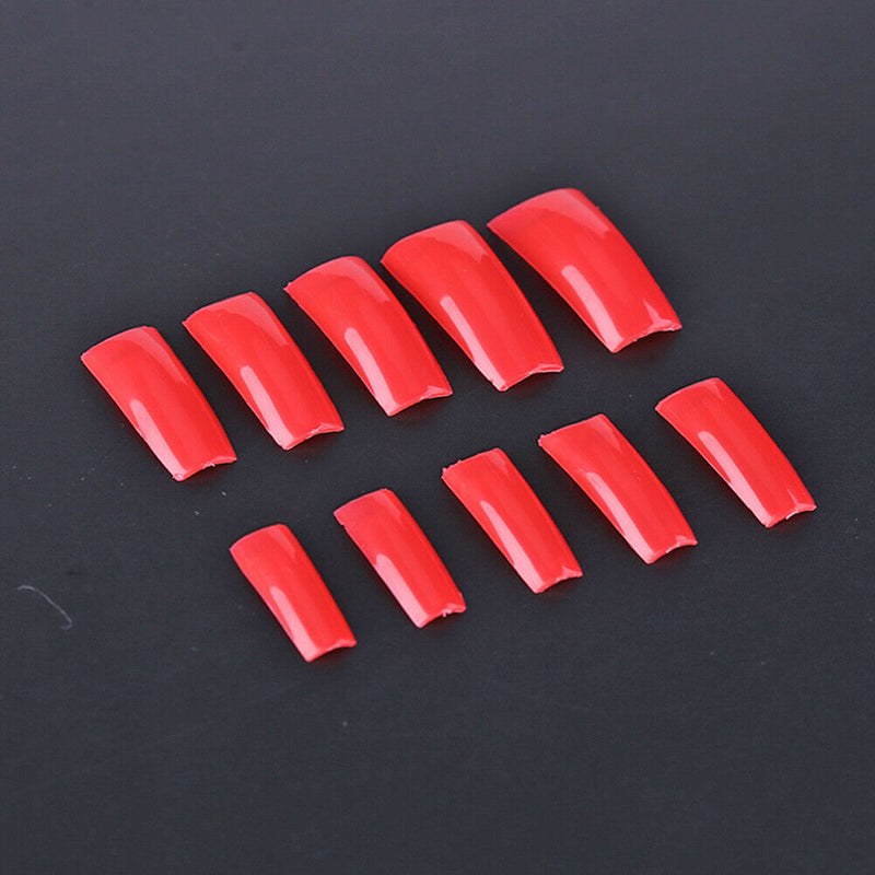 500pcs French Tips False Nail Half Cover Nail Art Tool (Watermelon Red) A