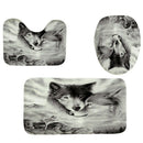 4Pcs Home Bathroom Decor Set Bathroom Wolf Pattern Toilet Seat Cover Bath M
