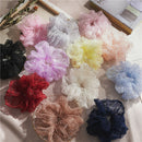 Women Chiffon Furry Ball Scrunchies Elastic Hair Bands Ponytail Holder - Pack of