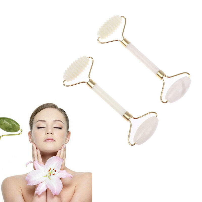 Ladies Natural Rose Quartz Facial Neck Body Jade Stone Roller Face Massage S Hn