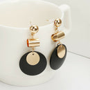 4X(Temperament Wild Round Earrings Geometric Hollow Alloy Pendant Earrings C7R6)