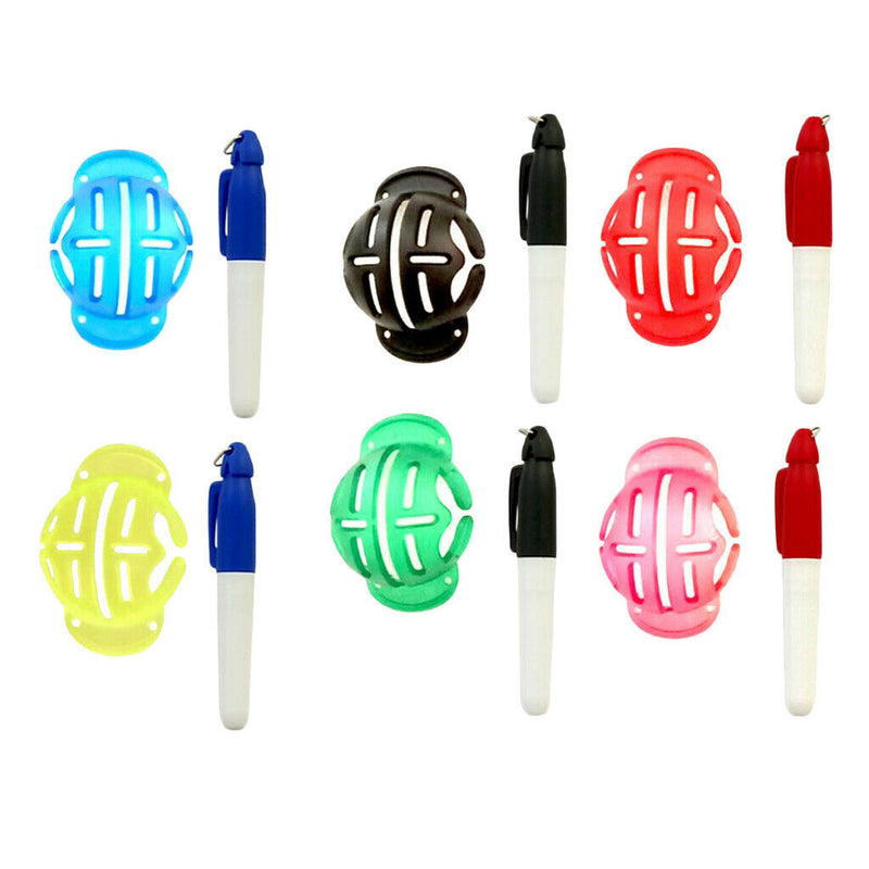 Golf Ball Line Marker Drawing Tool Value 6 Pack with 6 Marks Pens Set, Template