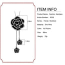 Black Rose Flower Long Necklace Sweater Chain Crystal Pendant Women Jewelry Gift