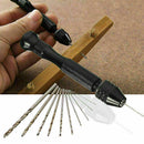 Micro Mini Aluminum Hand Drill With Keyless Chuck + Twist Tools 10 Drills W Q3Q5