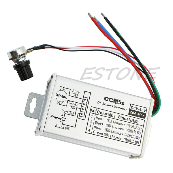 9V 12V 24V 48V 60V 20A DC Motor Regulator Driver Speed Controller PWM 25KHz New