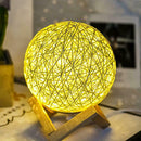 Rattan Ball LED Desk Lamp Bedside Night Light USB Charging Home Decoration