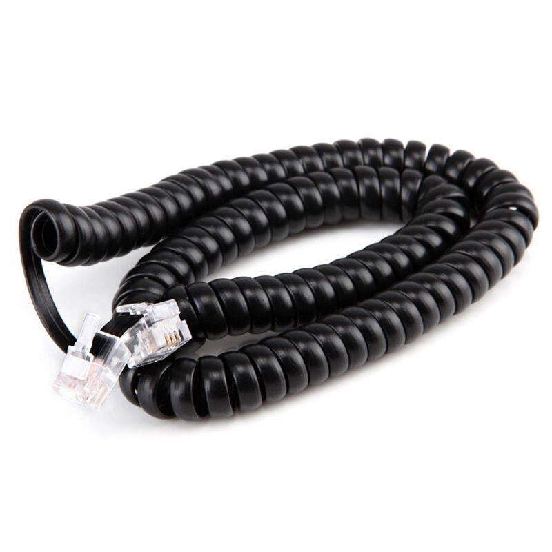 10ft Telephone Handset Phone Extension Cord Coil Line Cable Wire Black AU