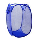 Home Foldable Blue Meshy Design Clothes Storage Laundry Basket Hamper