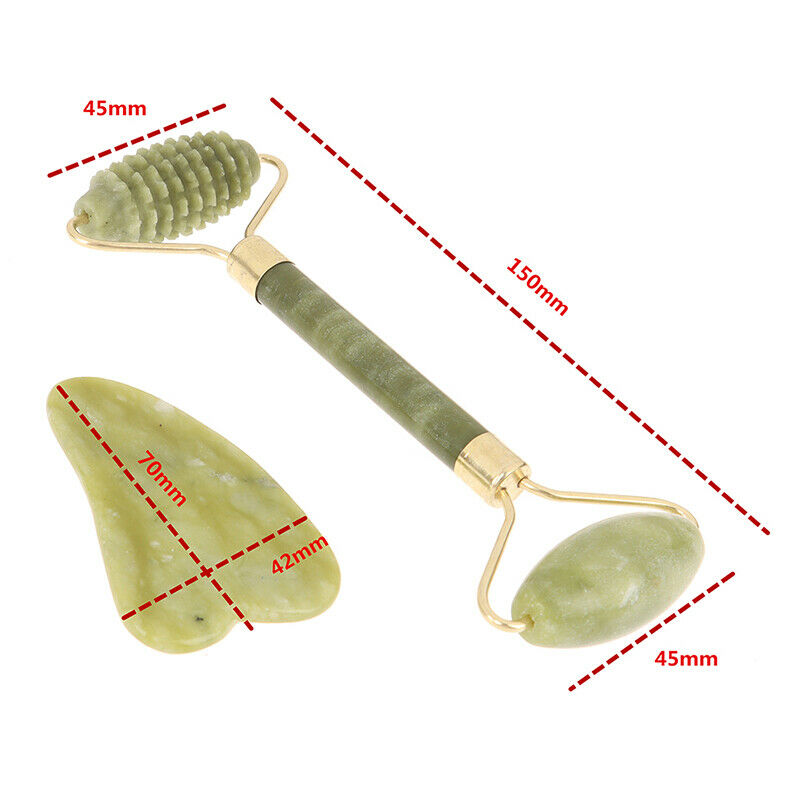 Facial Massage Roller Double Heads Jade Stone Face Body Skin RelaxationJ Bj