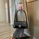 Classic Women Handbag PU Leather Retro Shoulder Bag Shopping Totes (Black)
