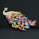 Large Size Peacock Brooch Colorful Crystal Women Wedding Party Jewelry Gift A
