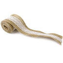 Roll of 2M Wedding Home DIY Craft Burlap Ribbon White Lace Decorated Width  C9N2