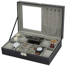 Multifunction watch jewelry box black PU leather watch box high-end watch case