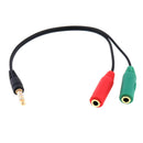 3.5mm Stereo Audio Male to 2 Female Headphone Mic Y Splitter Cable Adapter Ew