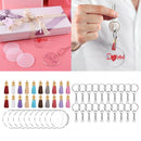 90Pcs Keychain Clear Acrylic Circle Discs Blanks Tassel Pendant Keyrings DIY Set