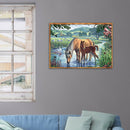 5D DIY Full Drill Diamond Painting Horse Drinking Cross Stitch Embroidery