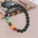 7 Chakra Healing Bracelet Black Lava Beads Reiki Buddha Prayer Stone Men's