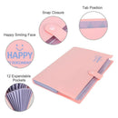 12 Pocket Portable File Organizer Accordion Folder Documents Holder (Pink)