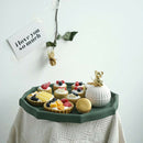 Colorful Wood Dried Fruit Plate Snacks Dessert Serving Tray Dark Green