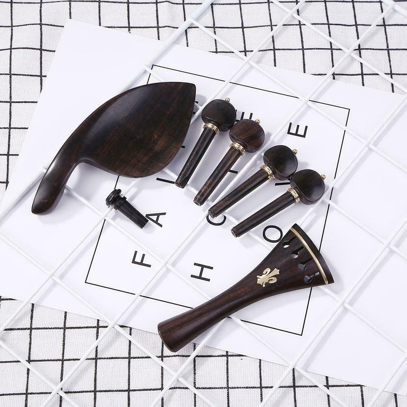 7pcs/Set Ebony Violin Parts 4/4 Fittings Chinrest Pegs Tailpiece Tuners En A