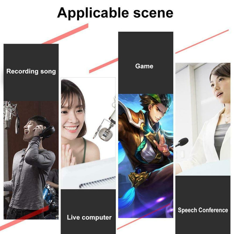 V8 Audio External USB Headset Microphone Mic Webcast Live Sound Card Fr Phone PC