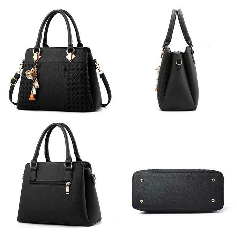 Women Handbags Ladies Purses Satchel Shoulder Bags Tote Bag(Black) Y5F6