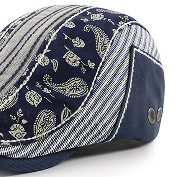 2PCS Men's Paisley Flat Cap Peaked Flat Baker Beret Newsboy Cap Driving Golf