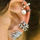 9Pcs Fashion Crystal Clip Ear Cuff Stud Women's Punk Wrap Cartilage Earring Gift
