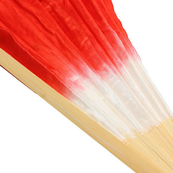 Chinese Folk Art Silk Veil Bamboo Short Dancing Red Fan for Belly Dance