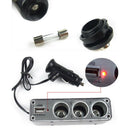 3 Way Multi Socket Car Cigarette Lighter Splitter USB Plug Charger DC 12V/2ME