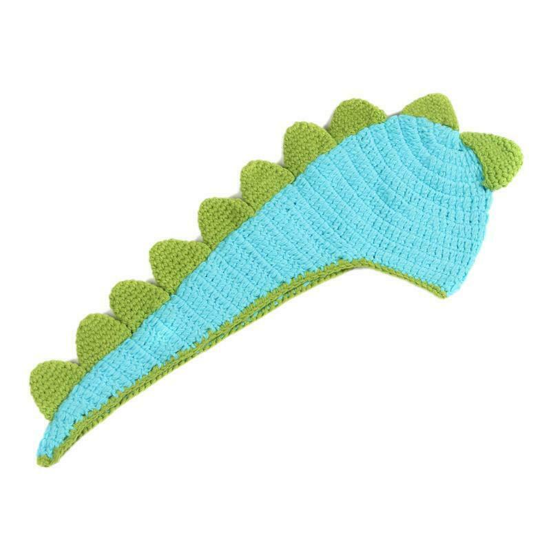 Cute Baby Boys Girls Dinosaur Pattern Handmade Knitted Cap Kids Photo Props