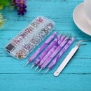 Nail Art Rhinestone+Tweezers Suit Nail Art Decor+5pcs Nail Art Dotting Pen A