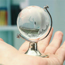 Crystal Glass Frosted World Globe Stand Paperweight Home Desk Wedding Decor J6L8