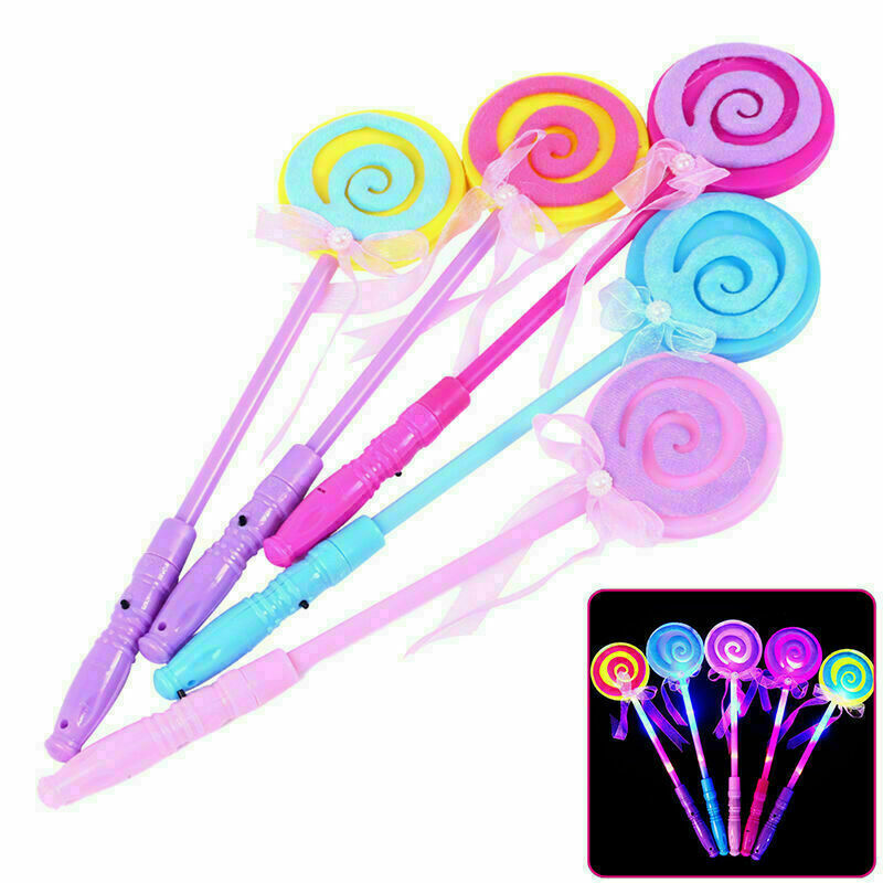 Portable LED Light Magic stick Wand Lollipop Fairy BIN Wand Kid Girl B8L5 K I4P3