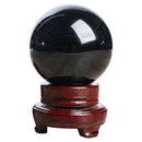 80MM Natural Black Obsidian Sphere Large Crystal Ball Healing Stone with Ba